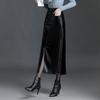 Autumn Winter High Waist Straight Skirt Women Korean Style Fashion Leather Skirt Long Slim Versatile Skirt