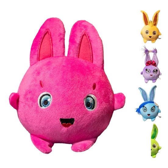 Birthday Gift Lightweight Excellent Safe Girls Boys Rainbow Embroidery Cartoon Rabbit Plush Pillow Doll Bunny Toy