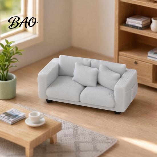 Small Decorative Couch Miniature Couch, Tiny 2-Seater Furniture Realistic Mini Loveseat Scale for 1/12 Doll Mansion Living Room