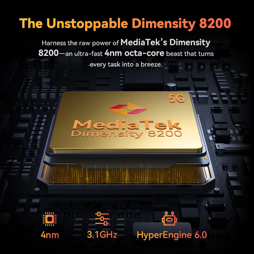 Cubot KINGKONG X Pro, защищенный смартфон, Dimensity 8200, 4 нм, 3,1 ГГц, 144 Гц, экран 6,72 дюйма, 10200 мАч, 12 ГБ/24 ГБ ОЗУ+256 ГБ ПЗУ, телефон 5G