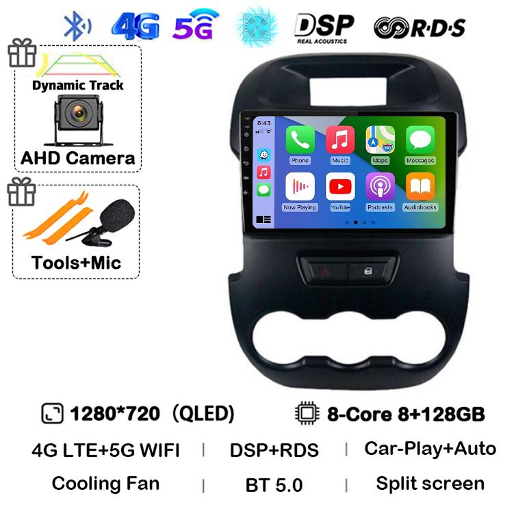 Android 14 Carplay Auto для Ford Ranger 2011 2011 2013 2014 Автомобильный радиоприемник GPS стерео мультимедийный плеер головное устройство 2 DIN WIFI+4G DSP