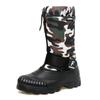 Мужские зимние теплые ботинки для снега, резиновые походные ботинки, камуфляжные сапоги до колена, водонепроницаемые, большого размера