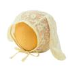 AYHM Newborn Hat with Rabbit Baby Babushka Size for Newborns Mesh Baby Baby Hat Ears, Bonnet, Beige, Lace, 38-44cm, (0-1 Years), Rabbit, Lace,