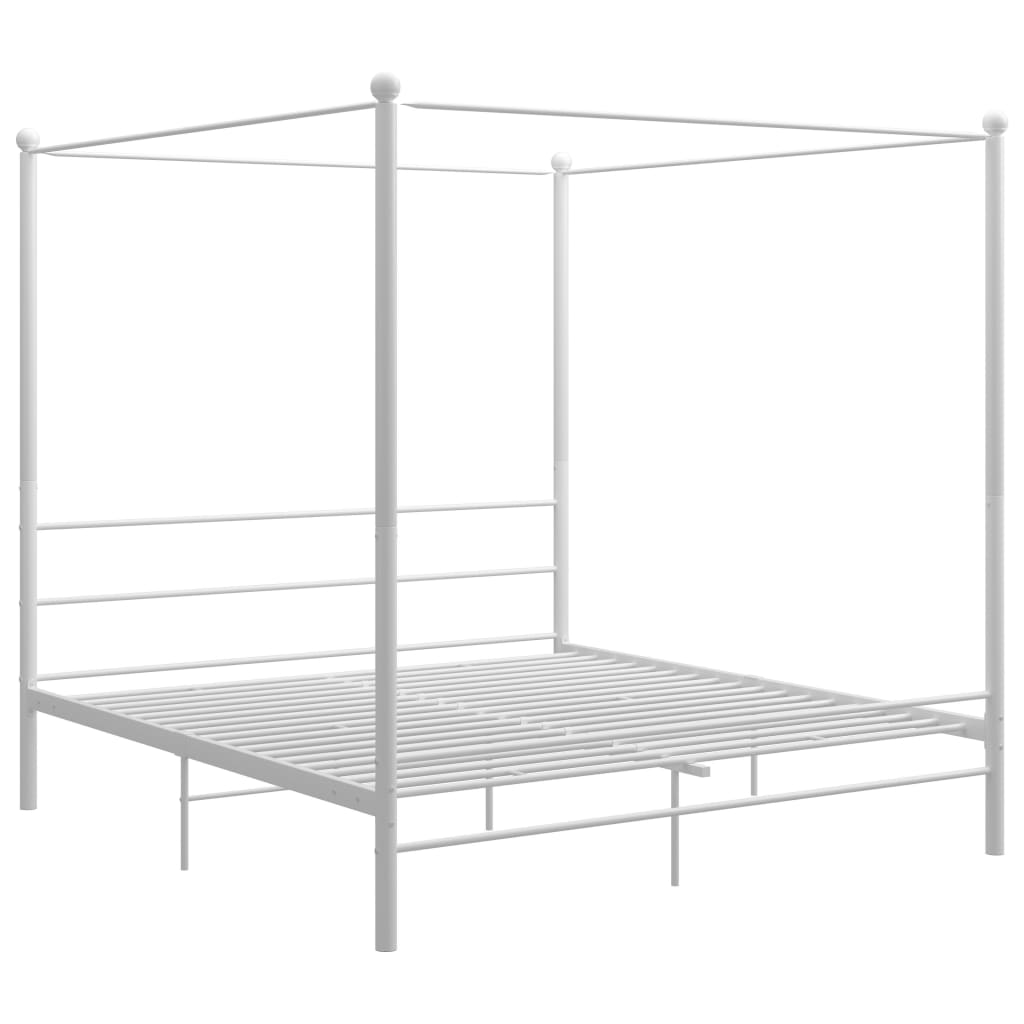 Белая металлическая кровать с балдахином 180x200 см