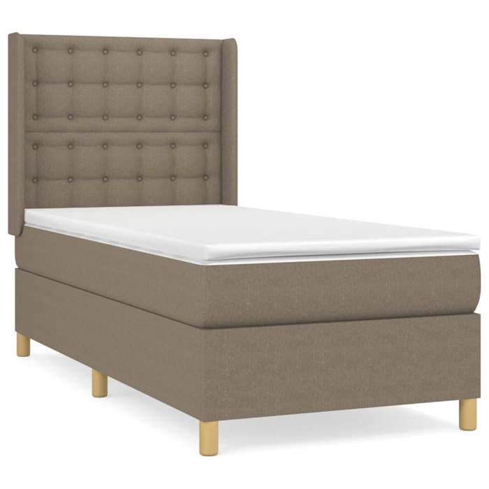 Maison Exclusive - Sommier à lattes de lit avec matelas Taupe 90x200 cm Tissu