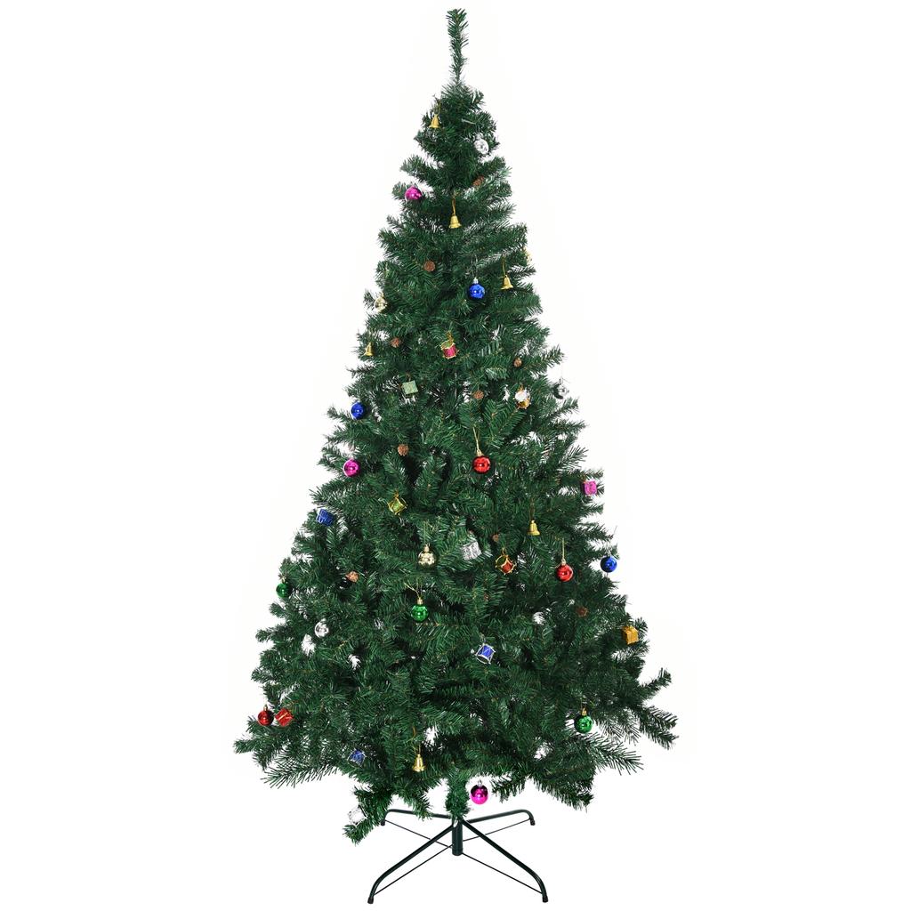 Artificial Christmas Tree 210 cm with 1036 Branches Ornaments Pinecones Christmas Decoration for Indoors Green