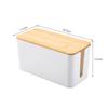 Creative Simple Wire Box Bamboo Wood Cover Cable Management Box Plug Board Storage Box Power Cord Charger Storage
