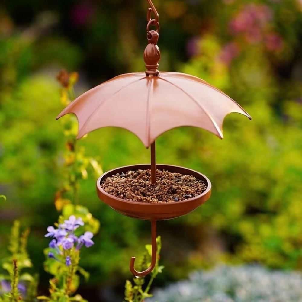 Rustic Umbrella-Shaped Bird Feeder Iron Bird Feeding Station Hanging Platform Feeder Garden