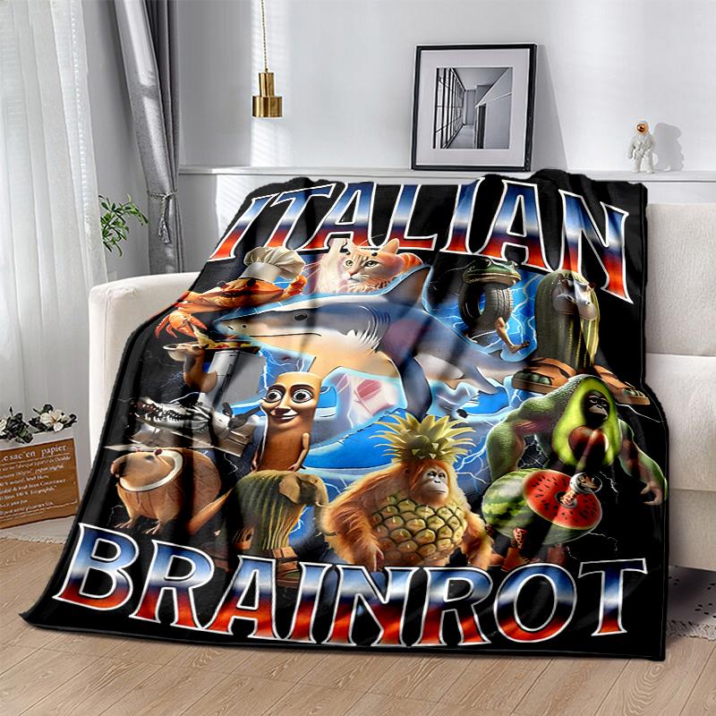 Brainrot Flannel Blanket Soft Warm All-Season Throw, Design for Camping, Car Travel, Hiking Sofa, Bed, Office Perfect Gift for Parties