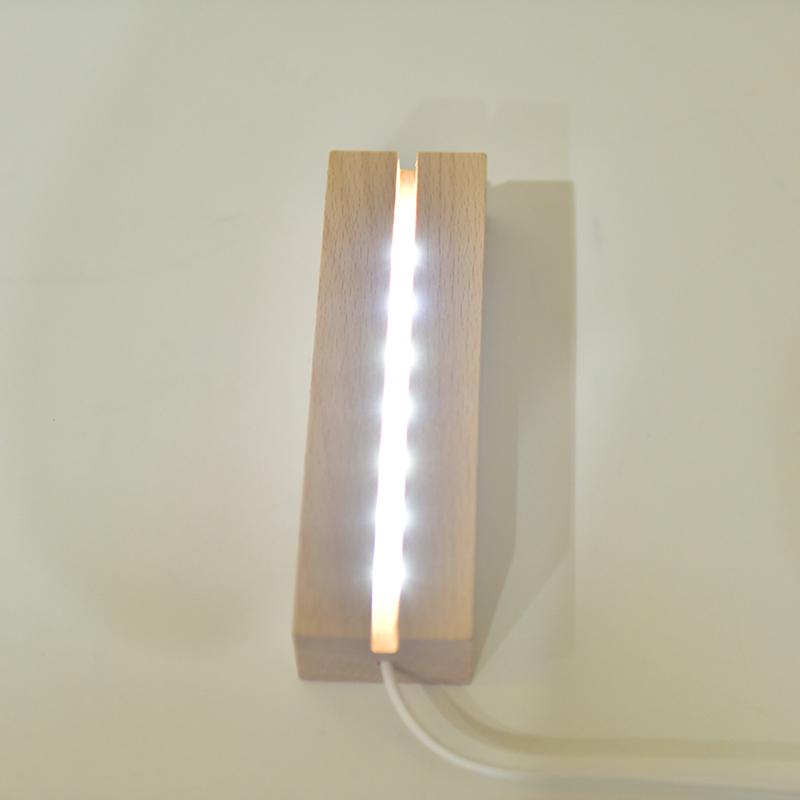 Деревянная светодиодная лампа с USB-кабелем, ночник с 3D-светодиодом, основание для лампы