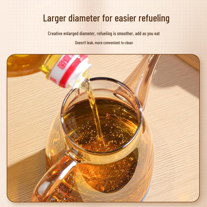 Стильный нескользящий стеклянный диспенсер из боросиликатного стекла большой емкости со шкалой для масла, соевого соуса и уксуса