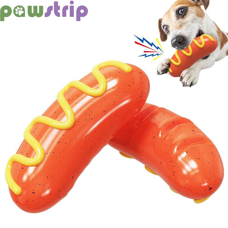 Игрушки для собак TPR Игрушки-пищалки для собак, устойчивые к укусам Эластичные игрушки в форме сосиски для обучения чистке зубов у собак Интерактивные игрушки Товары для животных