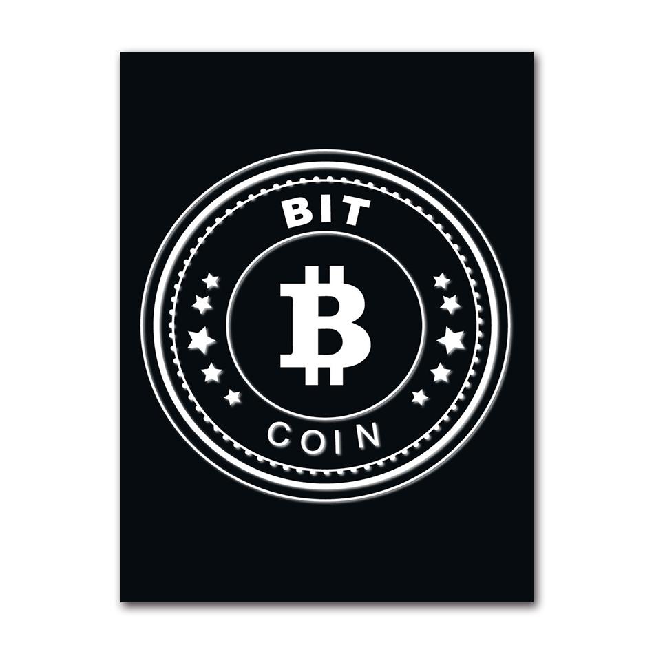 Vintage Abstract Bitcoin Symbol Bitcoin Cryptocurrency Art Poster Canvas Painting Wall Prints Picture for Living Room Home Decor