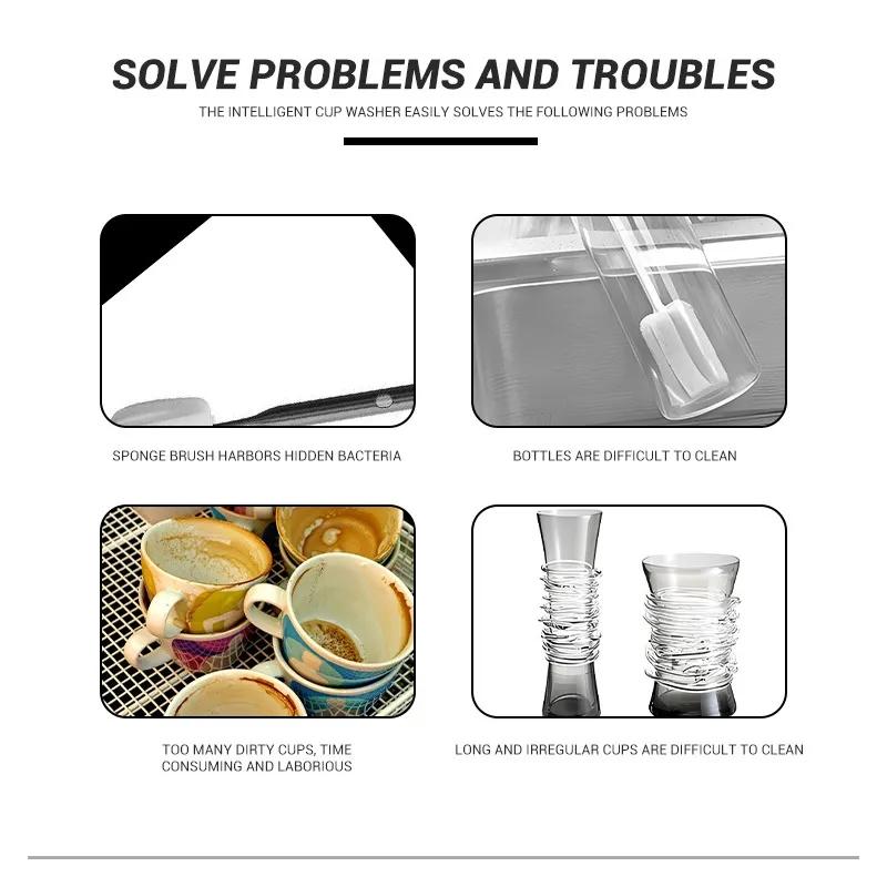 Автоматический ополаскиватель для стекла, мощная мойка для чашек для кухонной мойки, очиститель для детских бутылочек из нержавеющей стали, мойка для чашек для раковины с щеткой