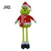 Christmas Elf Decoration Green Plush Toy, Soft Stuffed Animal Doll with Festive Window Display Retractable Long Leg for Holiday Home Fireplace Mantel