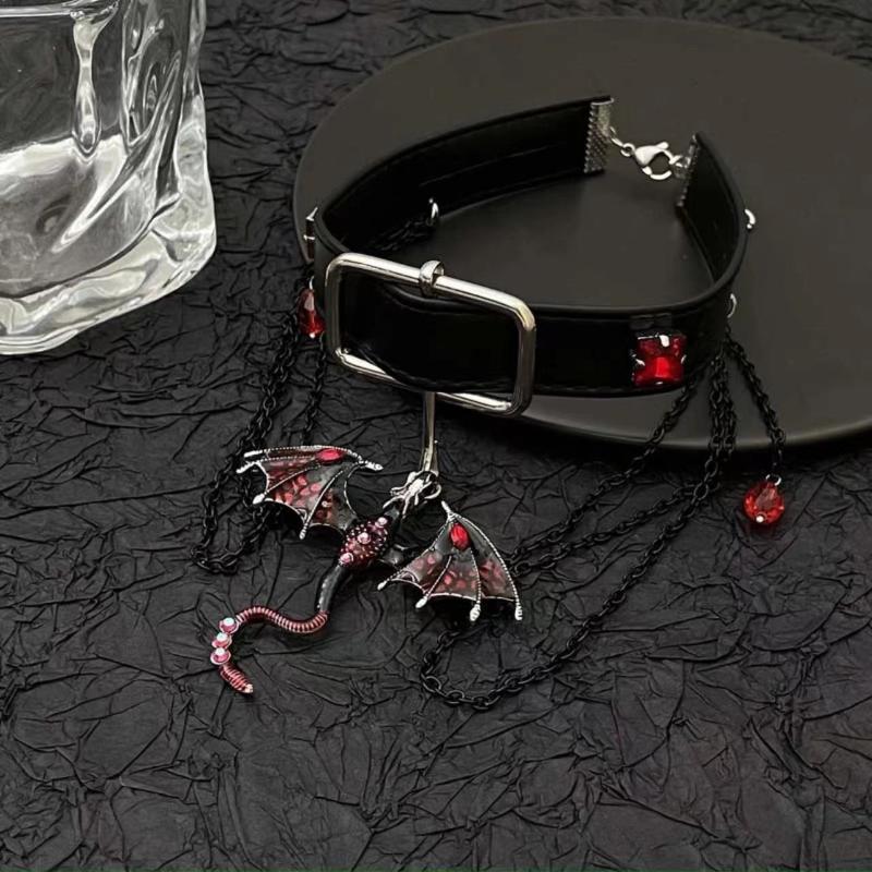 GemChic Женское персонализированное ожерелье с подвеской в виде темного дракона в виде ключицы, модная ретро-цепочка, рождественский подарок на цепочку