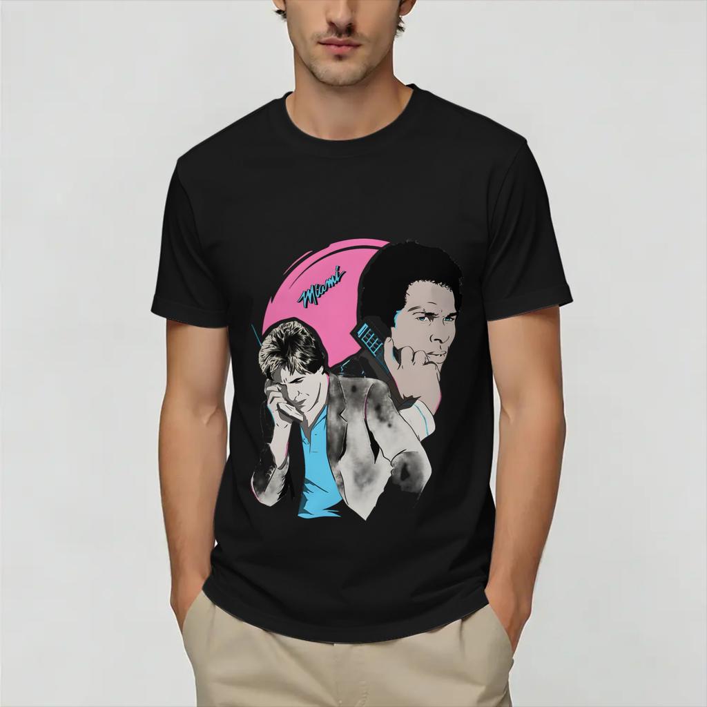 Vintage Miami Vices Unisex T Shirt Funny Tees Short Sleeve Crew Neck TShirts 100 Cotton Adult Clothes