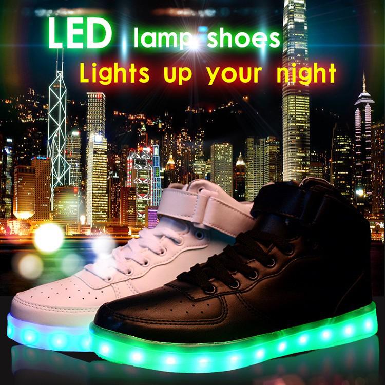 LED Luminous Shoes: Unisex High-Top Sneakers for Autumn/Winter - Large Sizes & Kids' Dance Shoes