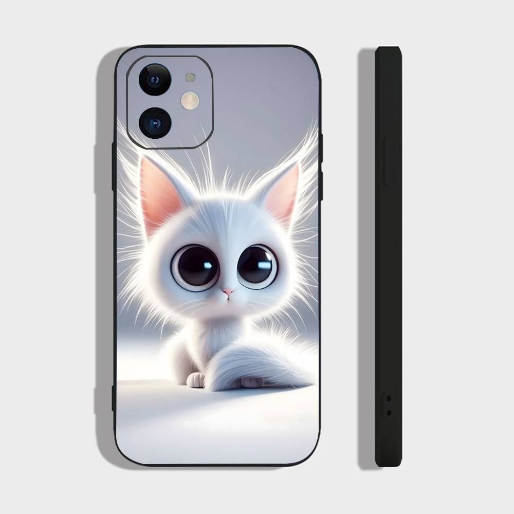 Чехол для телефона с изображением животного котенка для IPhone 17 Air 16 15 14 13 Pro Max 11 12 Черный силиконовый чехол