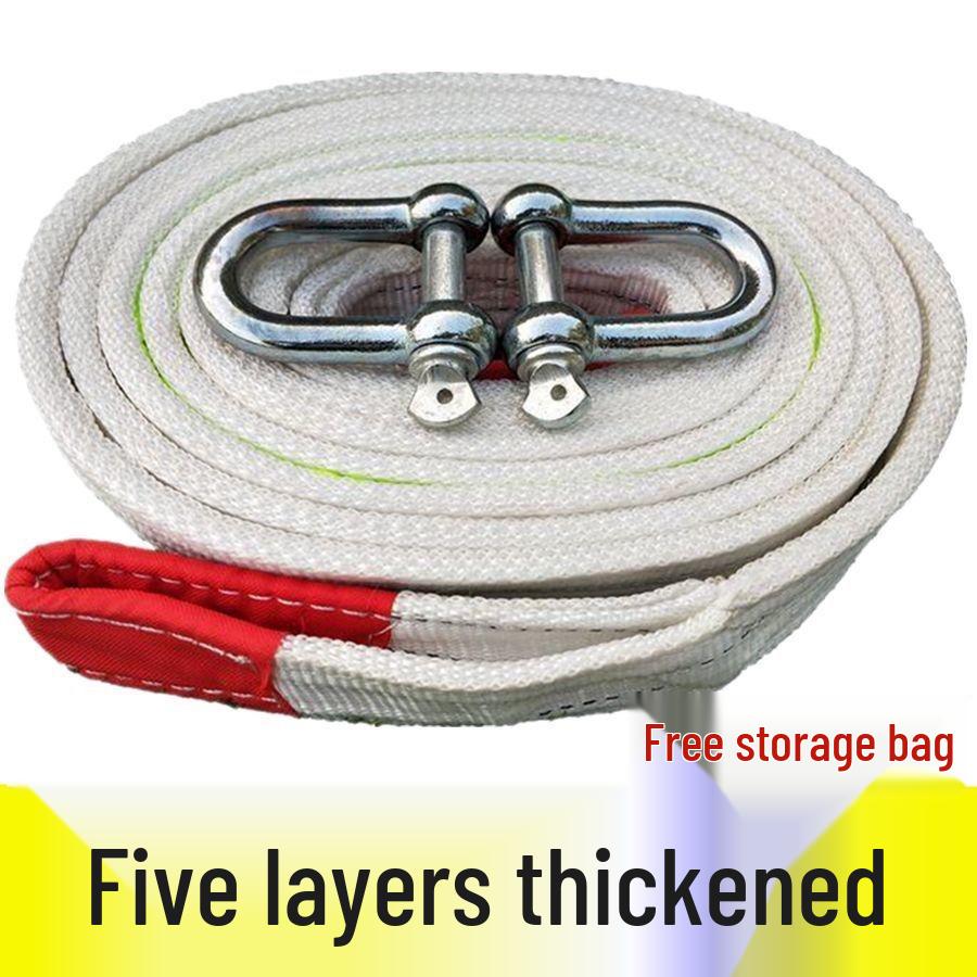 Heavy-Duty 10-Ton Tow Rope with Double Hooks, 5m for Off-Road Vehicle Rescue