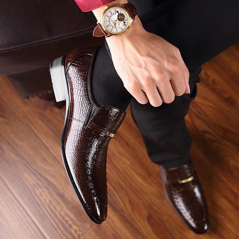 Mens Casual Leather Shoes Business Dress Shoes British Style Oxfords Shoes Wedding Shoes Big Size 38-48 Chaussure Homme Cuir