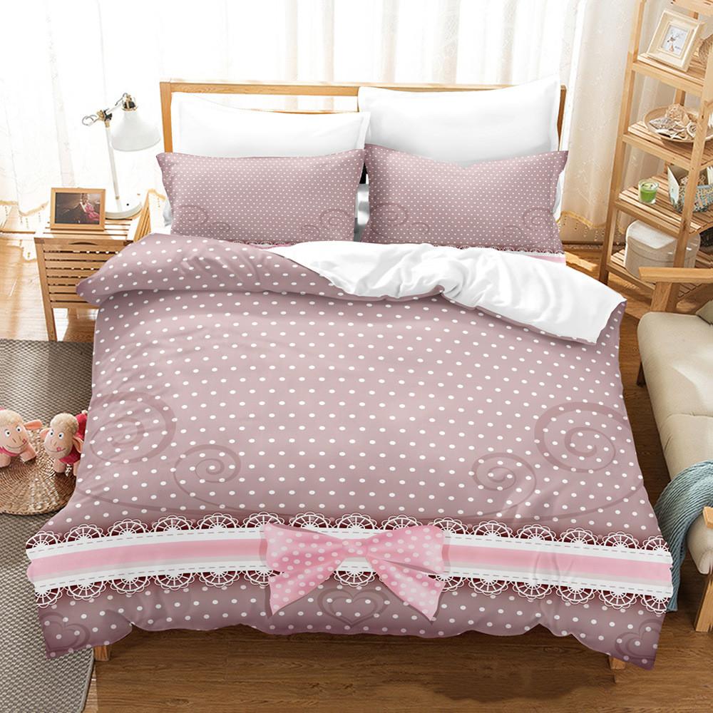 Комплект постельного белья с 3D-принтом «Корона» розового цвета для комнаты принцессы для девочек, пододеяльник и наволочка 2/3 шт., односпальная двуспальная кровать, все размеры, комплект пододеяльников, подарок