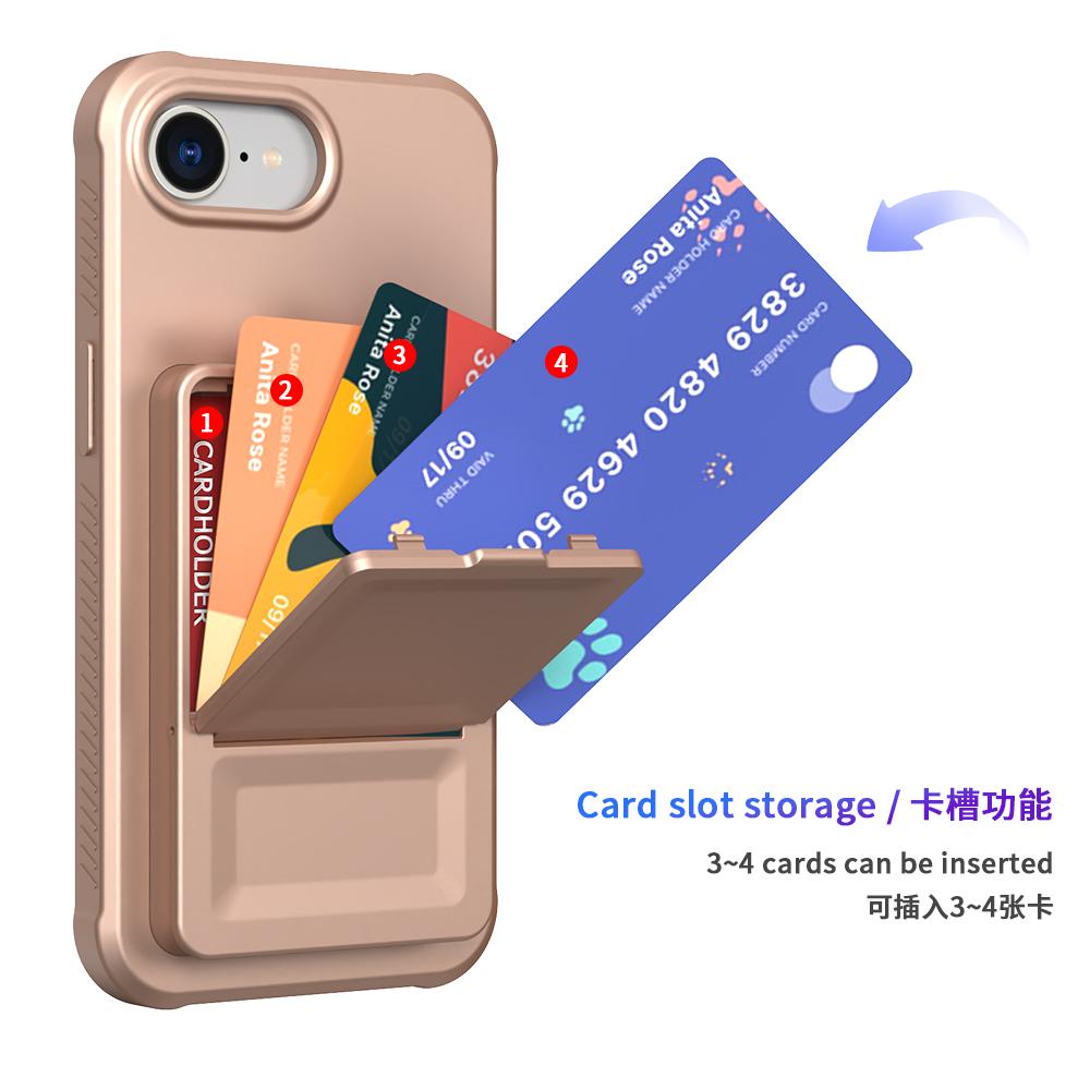 Защитный чехол-кошелек с зеркалом и держателем для карт для iPhone 16E 17E iphone17e iphone16e Прочный чехол-обложка