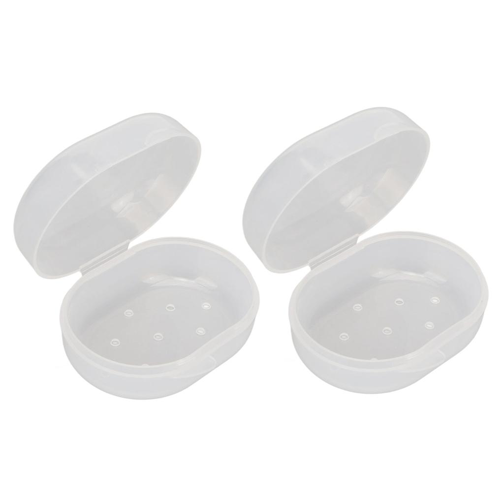 2pcs Swimming Earplug Storage Box Buckle Closure Breathable Holes Earplugs Carry Case Transparent
