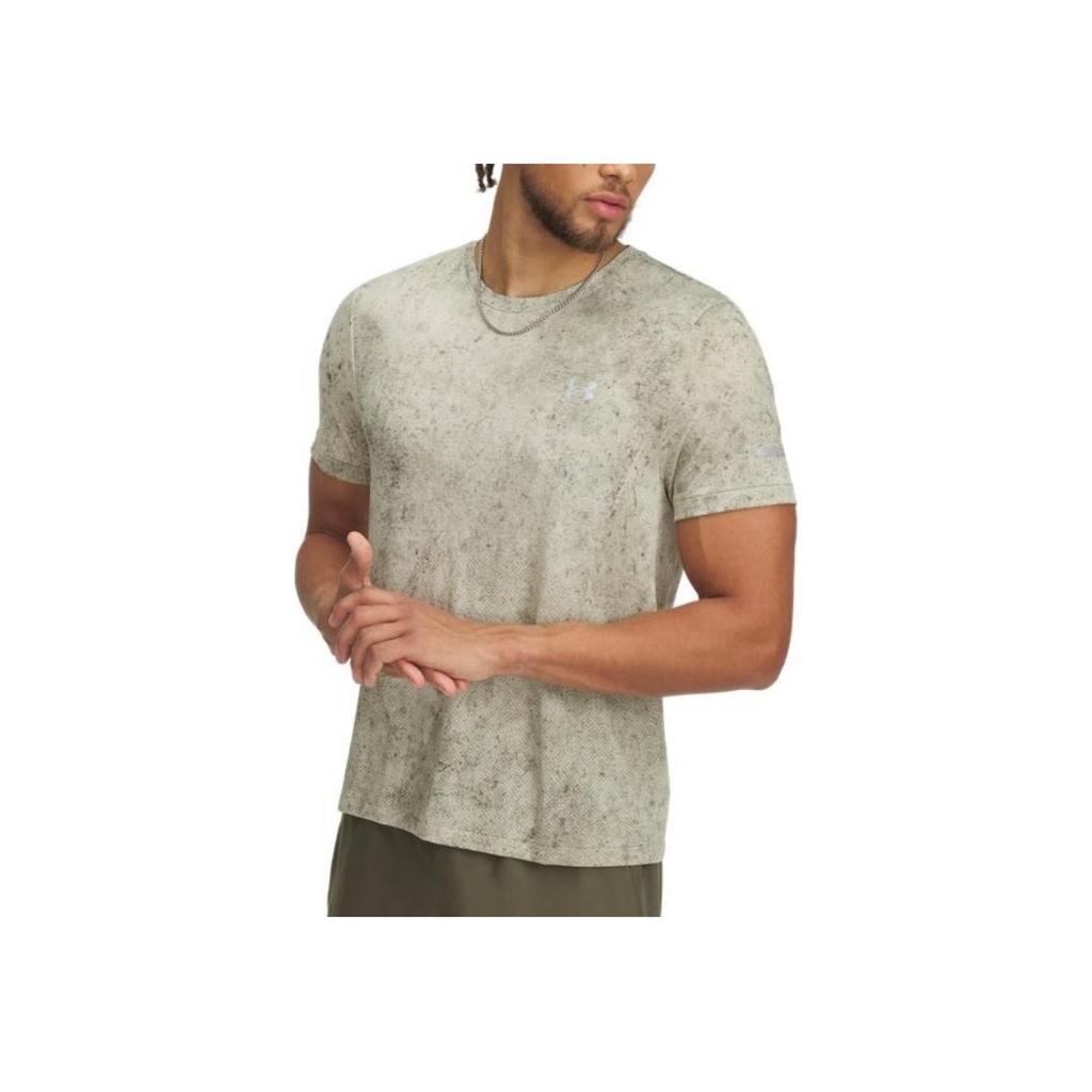 Under Armour Бесшовная футболка с коротким рукавом Seamless Stride SS25 с логотипом серии, градиентная, облегающего кроя, с круглым вырезом, мужская, топы, лаймово-зеленая, 1388043-348