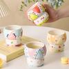 Hand-Painted Relief Ceramic Household Ceramic Cup Water Cup Creative Hand Cup Large Capacity Mug Milk Cup Breakfast Cup