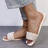 Весна/лето новые женские универсальные повседневные тапочки со стразами и жемчугом модные однотонные туфли на плоской подошве сандалии