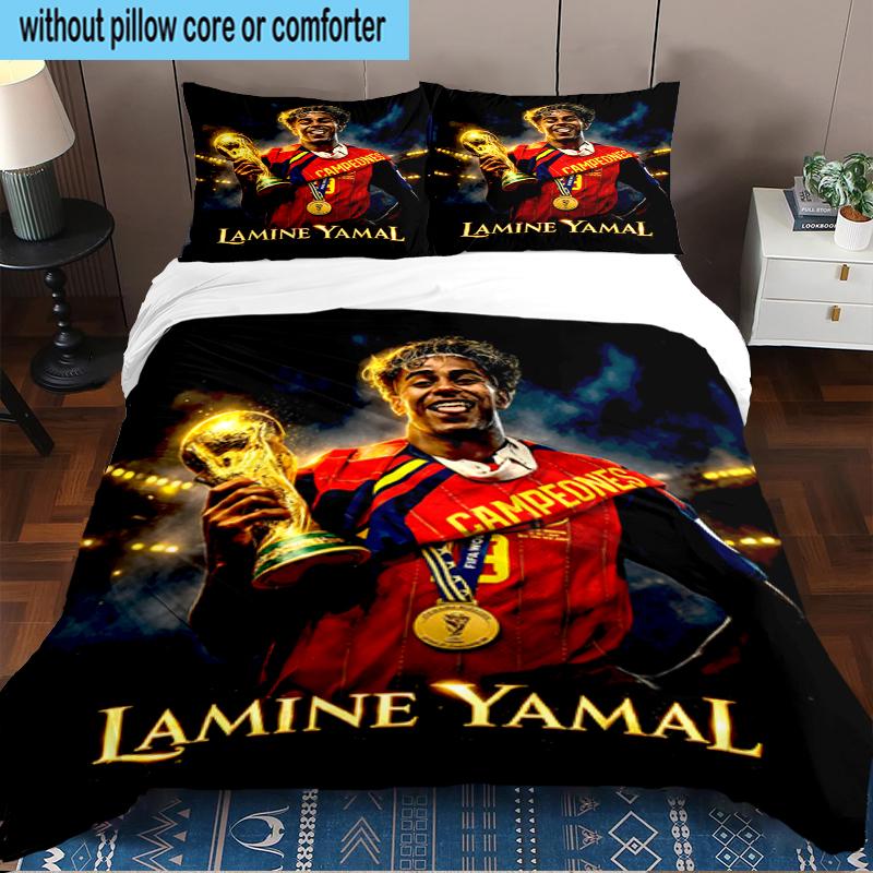 3PCS Football Spirit Ya-mal Bedding Set,Including 1pc Duvet Cover And 2pcs Pillowcases Perfect for Bedroom, Dormitory, Fan Christmas gift