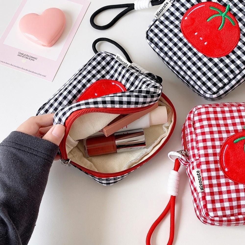 Cloth Checkered Korean Style Pencil Case Tomato Pen Bag Pencil Pouch Girl Kids Children