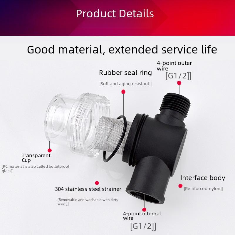 Compact 4-Point Water Filter with 50 Mesh for RV Tanks, Washers, and Sand Filtration