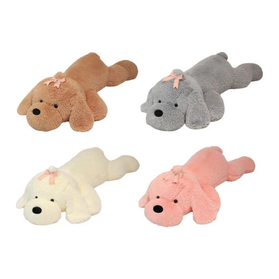 Большая плюшевая игрушка-собака, милая мягкая кукла-подушка с бантом 130/160 см, мягкая, приятная на ощупь кукла-собака для детей, девочек, большая, уютная подушка для отдыха в постели