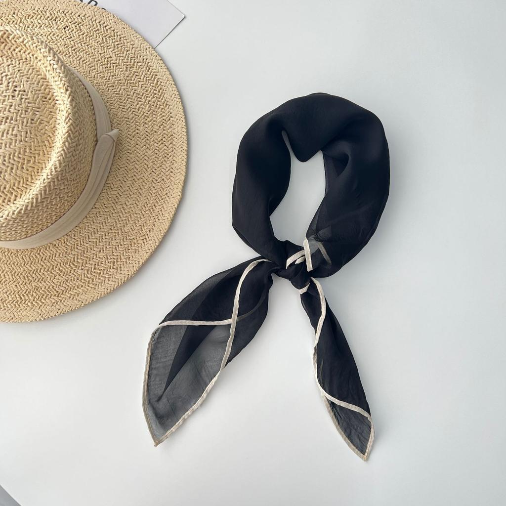 Однотонный носовой платок, хлопковые шейные шарфы для женщин, маленькие шали и накидки, бандана, платки на голову