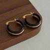 Simple retro black and white enamel C-shaped earrings, high-end sense, light luxury, versatile earrings, niche temperament, commuter earrings, women