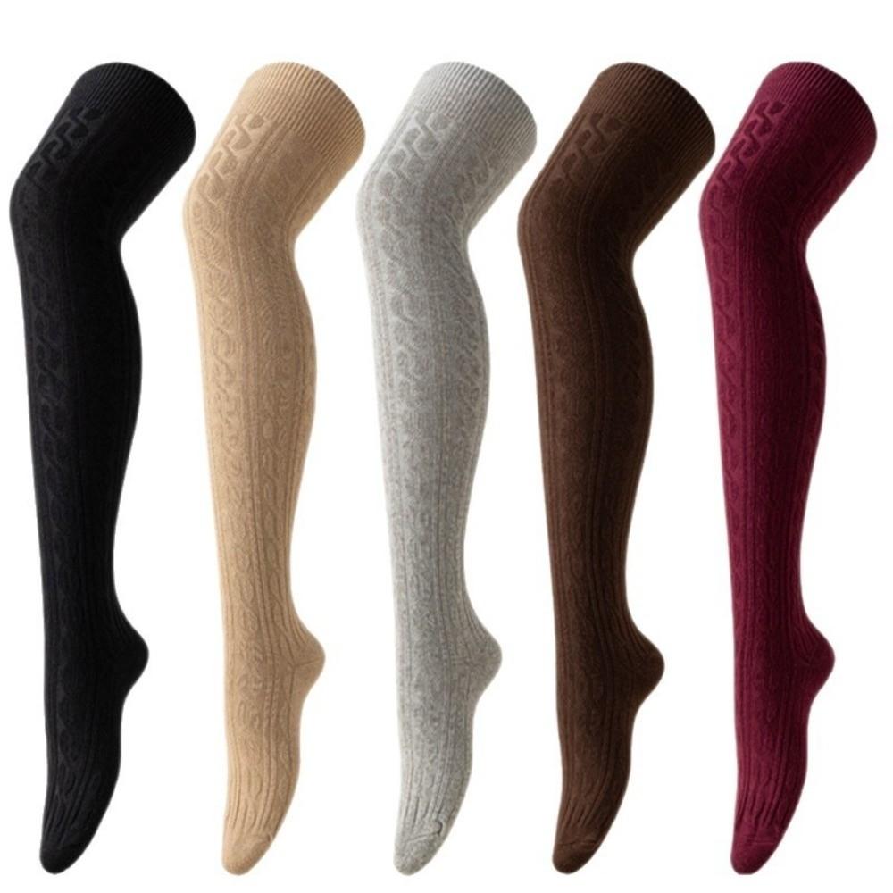 Solid Color Knee High Socks Long Stockings Autumn Winter Season for Women