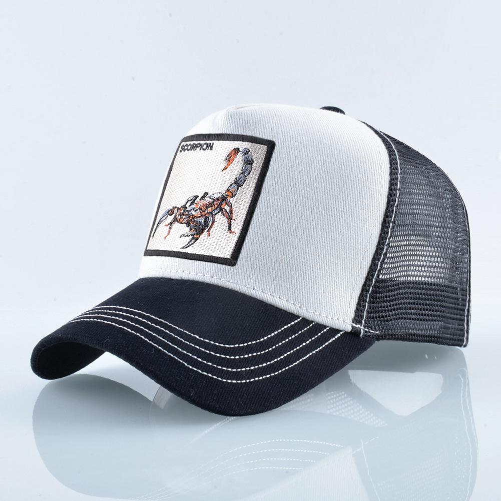 Кепка Тракер Четыре Сезона Мужская Женская Snapback Хип-Хоп Бейсболка С вышивкой скорпион нашивка Регулируемый козырек