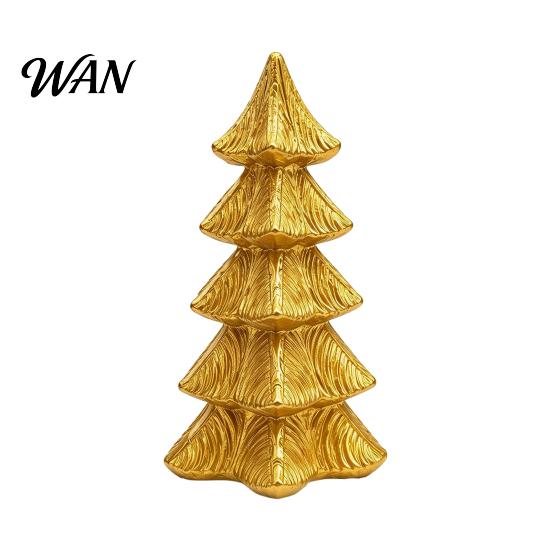 High Grade Holiday Decorations Golden Christmas Tree Ornament for Tabletop Decor, Modern Resin Xmas Chic Shop Window Displays Figurine, Table