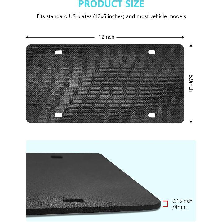 License Plate Anti Rattle Pads 2 Pack - EVA Foam Shockproof Padding For Noise Reduction & Protection, Universal Fit 12X6 US Cars/SUVs (Pads)