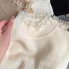 Lace Trim Slim Fit Sweater: Autumn/Winter 2025 Women's Long Sleeve Knit Top