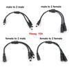 18awg 10A 1-36v 2 Way 1 Male Female To 2 Male Female DC Power Supply CCTV Camera Cable 5.5mmx2.1mm Splitter Connector Plug Extension