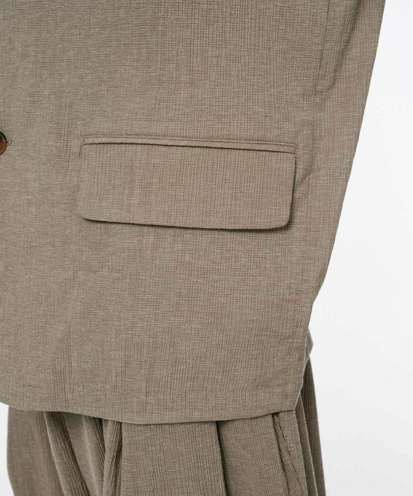 Codemorph Pleated Relaxed Fit Linen Jacket Khaki