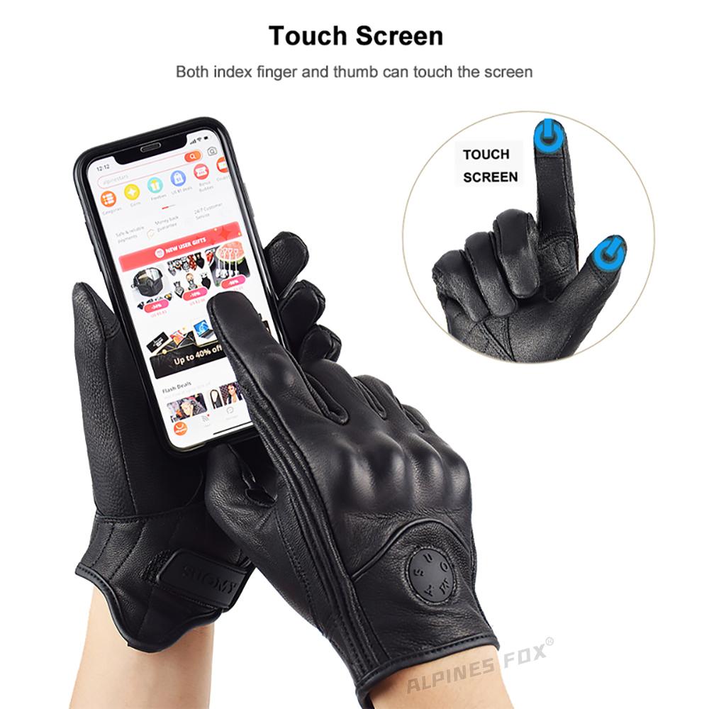 Suomy Motorcycle Leather Gloves Retro Motorcyclist Gloves Men Women Vintage Motocross Gloves Black Motorcycle Accessories