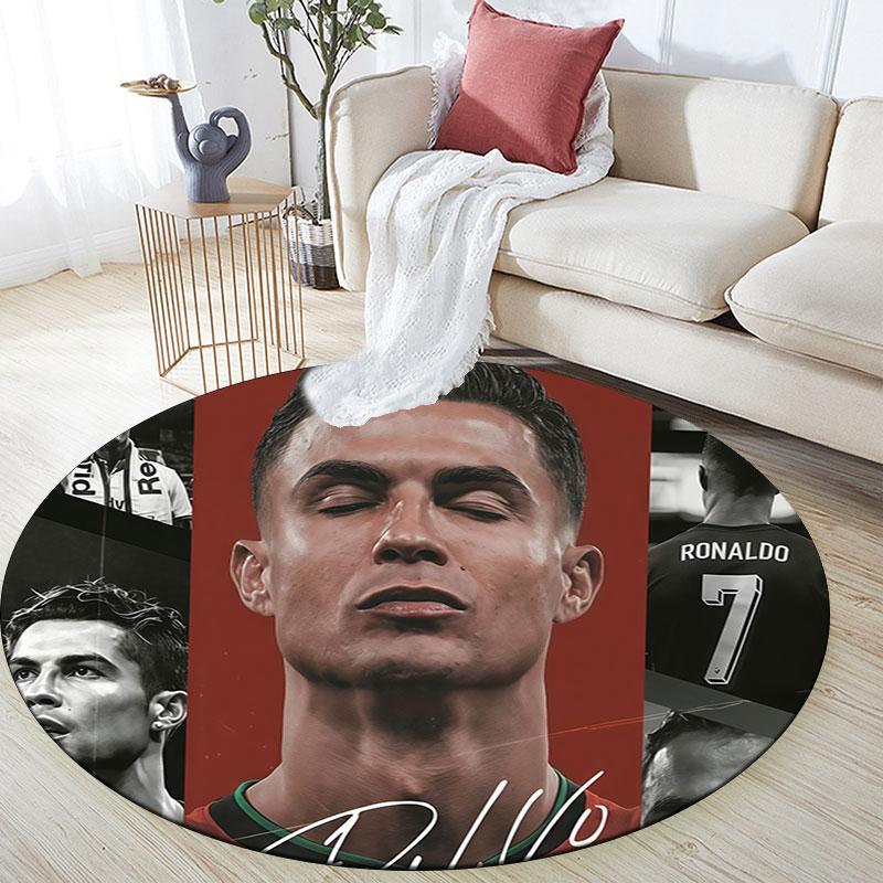 CR7 pattern round rug,Carpet Rug for Living Room Bedroom Playroom ,Non-slip Floor Mat,Holiday Gifts and Birthday Gifts.