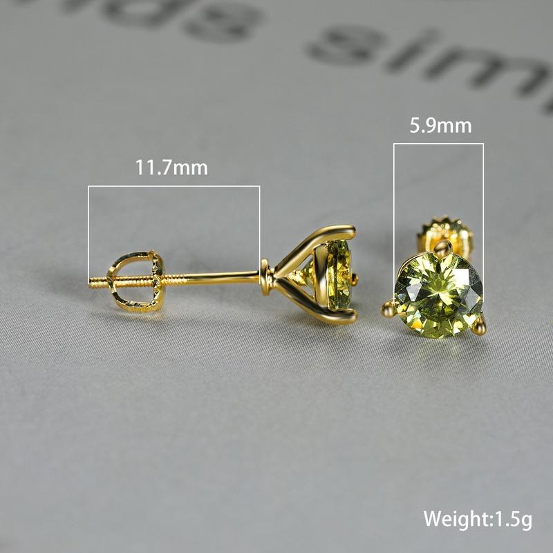 Серёжки гвоздики с кубическим цирконием и позолотой, размер камня 6х6 мм