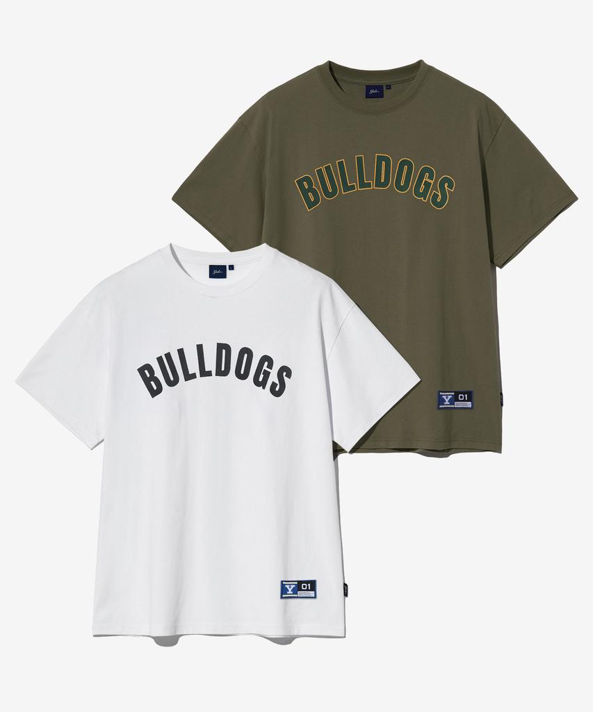 YALE Комплект из 2 футболок с коротким рукавом Bulldogs Arch Белый/Хаки