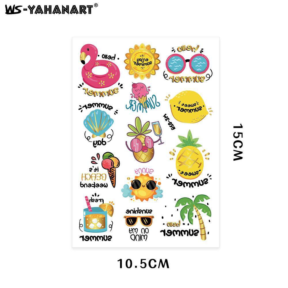 Детская летняя пляжная вечеринка Aloha Bronzing Tattoo Sticker Anti-Hawaii Fruit Tattoo Sticker