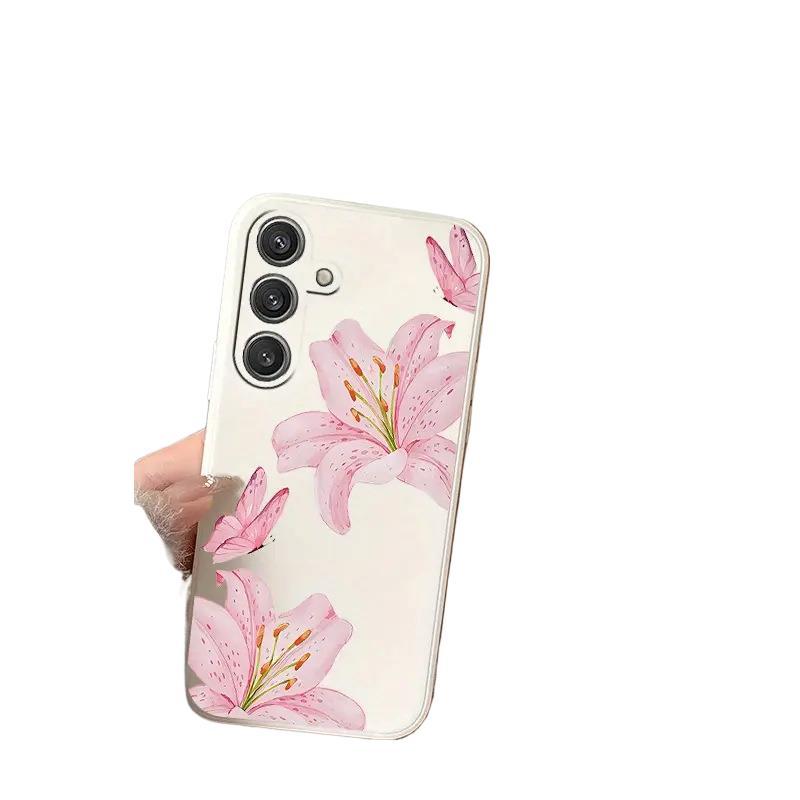 Ретро Розовая Лилия Чехол для Мобильного Телефона Samsung S25ULTRA Полная Защита S23Plus Мягкий Чехол S26 Чехол для Мобильного Телефона